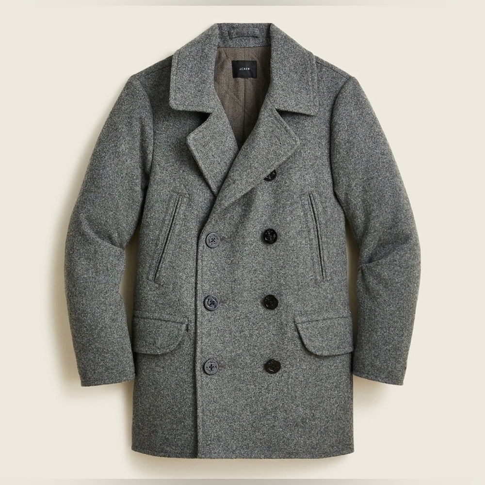 J. Crew Dock Peacoat Small Brand New Pea Coat Gray Charcoal Winter Wool Coat